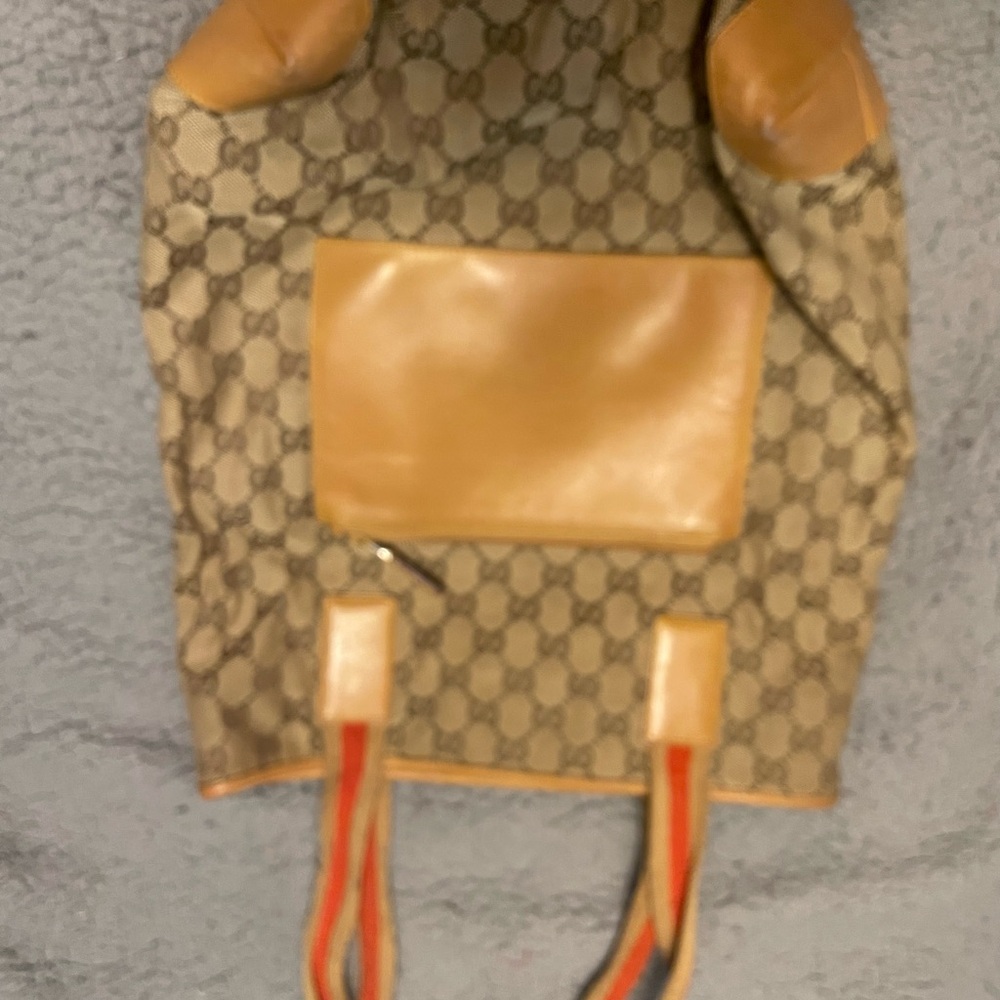 Gucci Women's GG Monogram Canvas Tote Bag Beige Brown